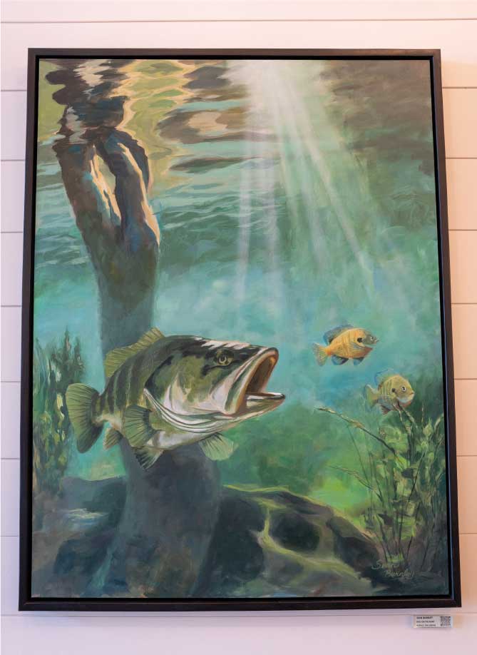 A painting of a bass by Sean Burnley at Oakfuskee Conservation Center.